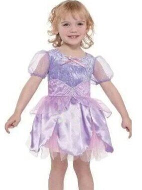 Pixie Fairy Halloween Costume 4/6 Purple Pink Sleeveless Dress w/ Wings Toddler